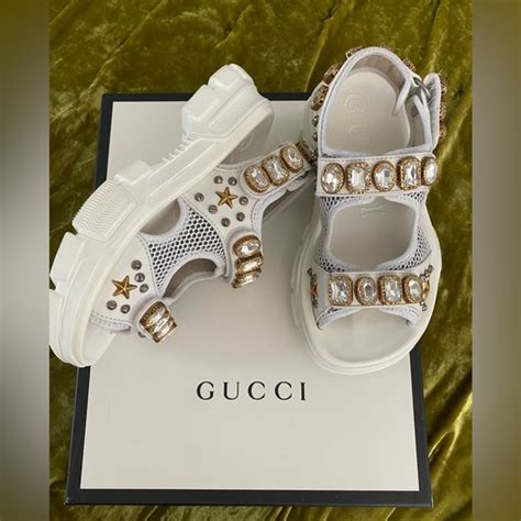 gucci white aguru sandals|Gucci transparent sandals.